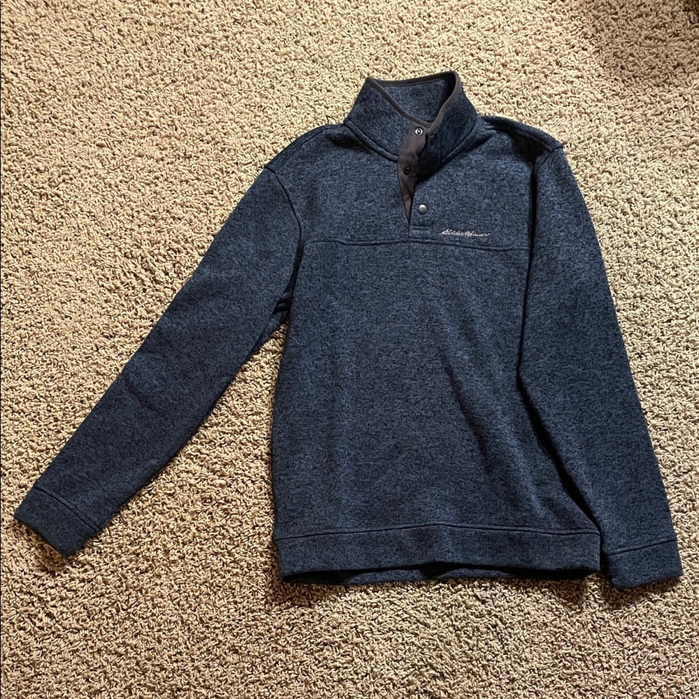 Eddie Bauer Men's Dark Blue 1/4 Button Fleece